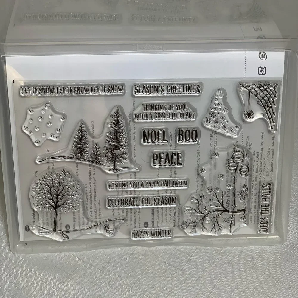 NWOT Stampin up Happy Scenes Set 16 Winter Seasons Tree Halloween Christmas Card